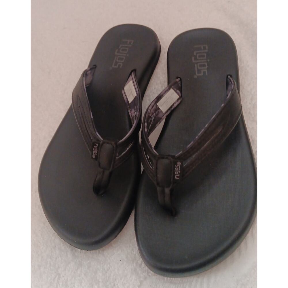 Flojos Women's 6 Black Memory Foam Flip Flops Slides Sandals Mint Condition